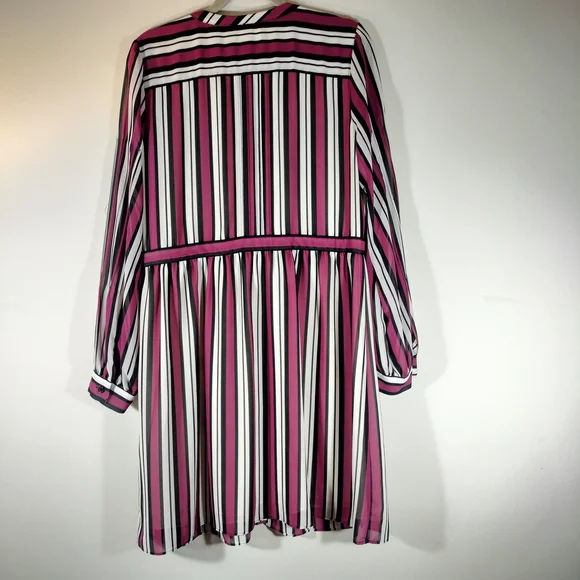 Michael Kors Multi Stripe Pintuck Shirt Dress Size: Large (12-14) - Picture 3 of 6